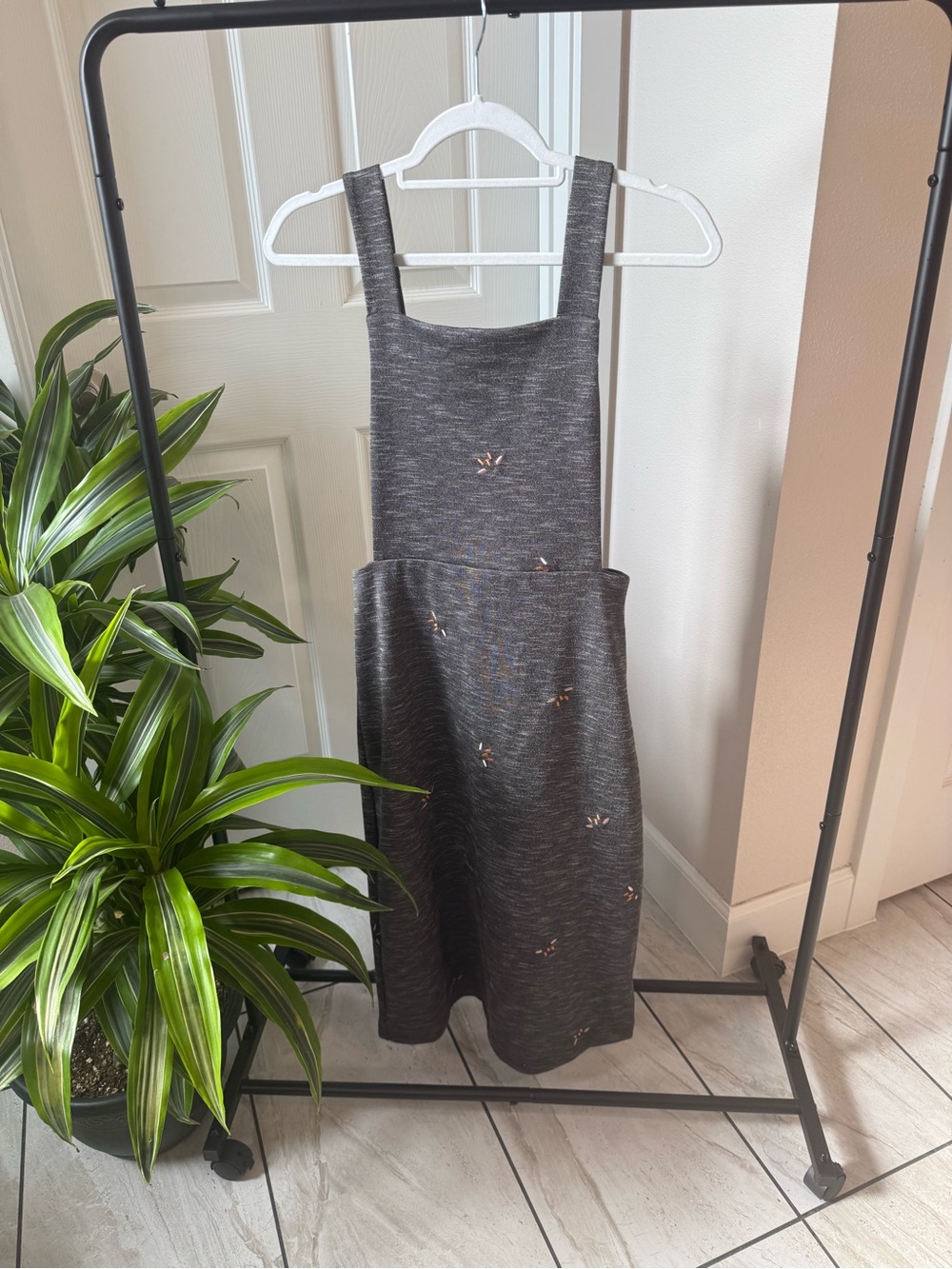 Orange Creek Charcoal Gray Embroidered Pinafore Dress